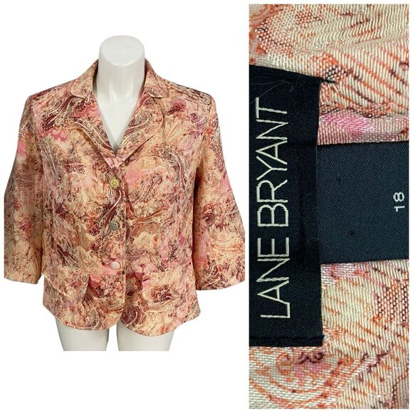 Lane Bryant Blazer Womens 18 Orange Jacket Work Office Harvest Casual Career - Picture 2 of 16